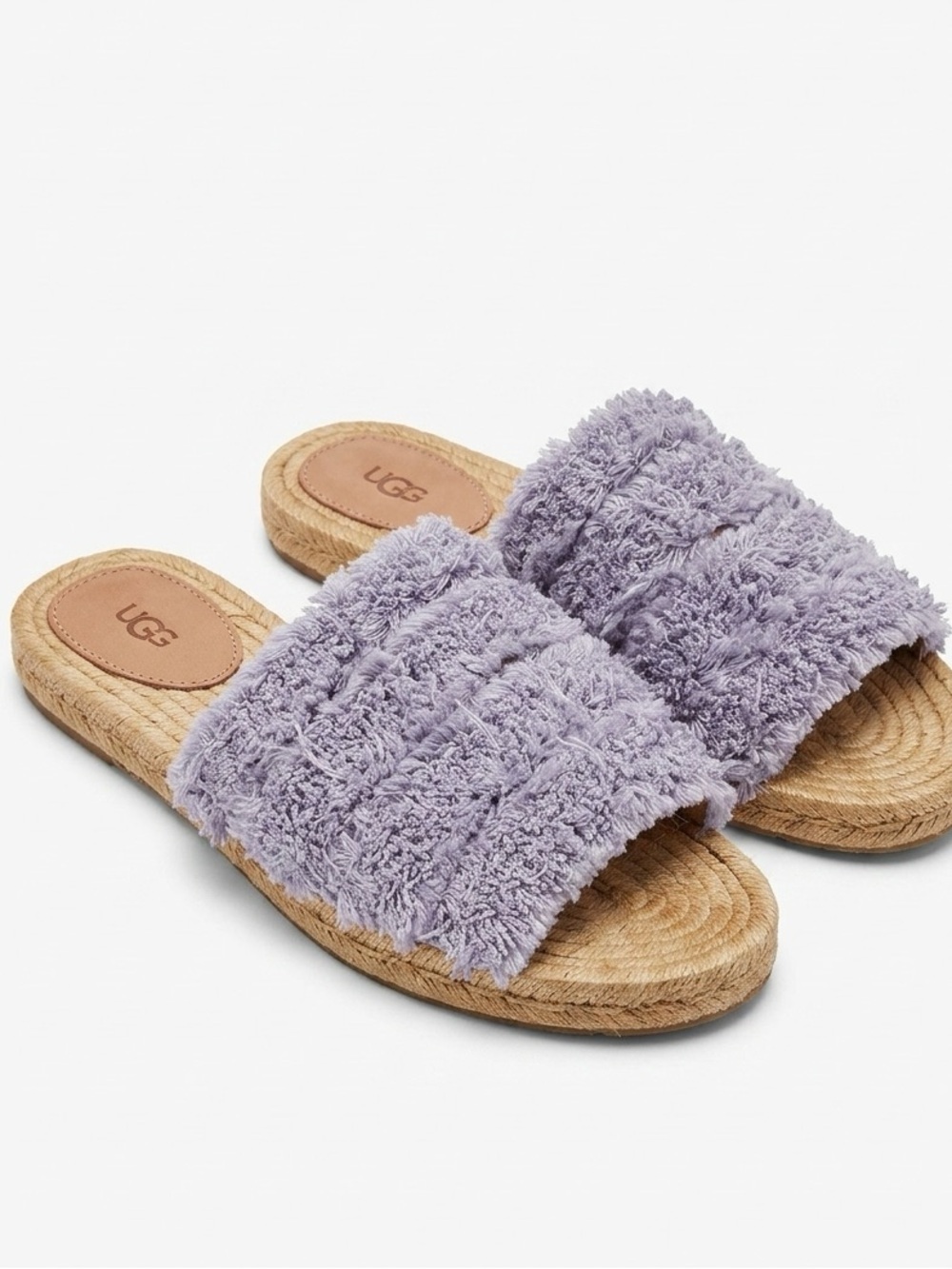 UGG Fuzzy Slide Espadrille Sandals Lilac Purple 8 Vacationcore